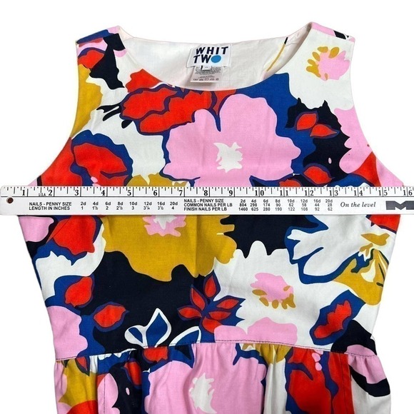 whit Two Dress Floral Sleeveless With Pockets Red Pink White Blue Size 0 - Picture 8 of 11